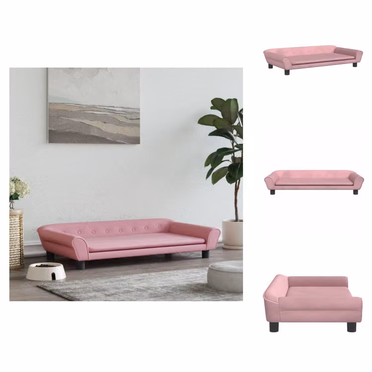 vidaXL Letto per cani rosa 100x50x21 cm in velluto - Letti per cani