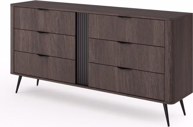 Comò FURNLUX Veris in rovere scuro e nero 163 cm / Colore principale: marrone / Dimensioni: 163 x 81 x 38 cm