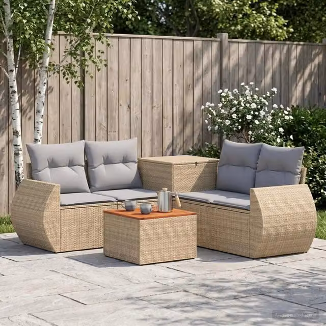 Set di divani 6 pz Beige e Grigio Chiaro 55 x 55 x 37 cm 3447527