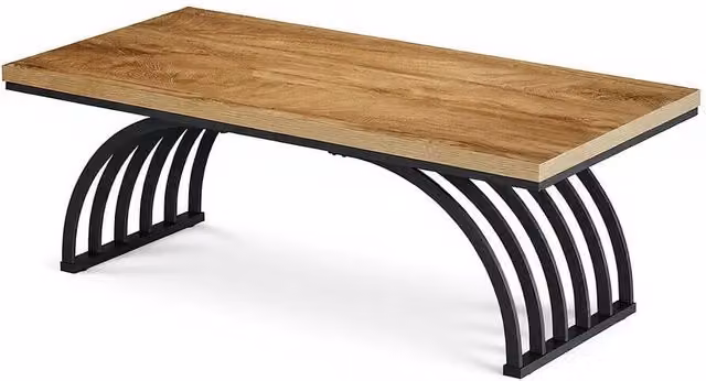 Tavolo da caffè rettangolare REDOM in metallo e legno nero e marrone, L: 120 cm – 1