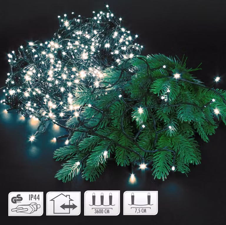 Catena di luci natalizie 480 LED esterni, bianco
