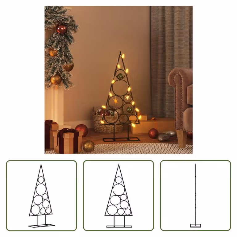 The Living Store Decorazione per albero di Natale in metallo nero 60 cm