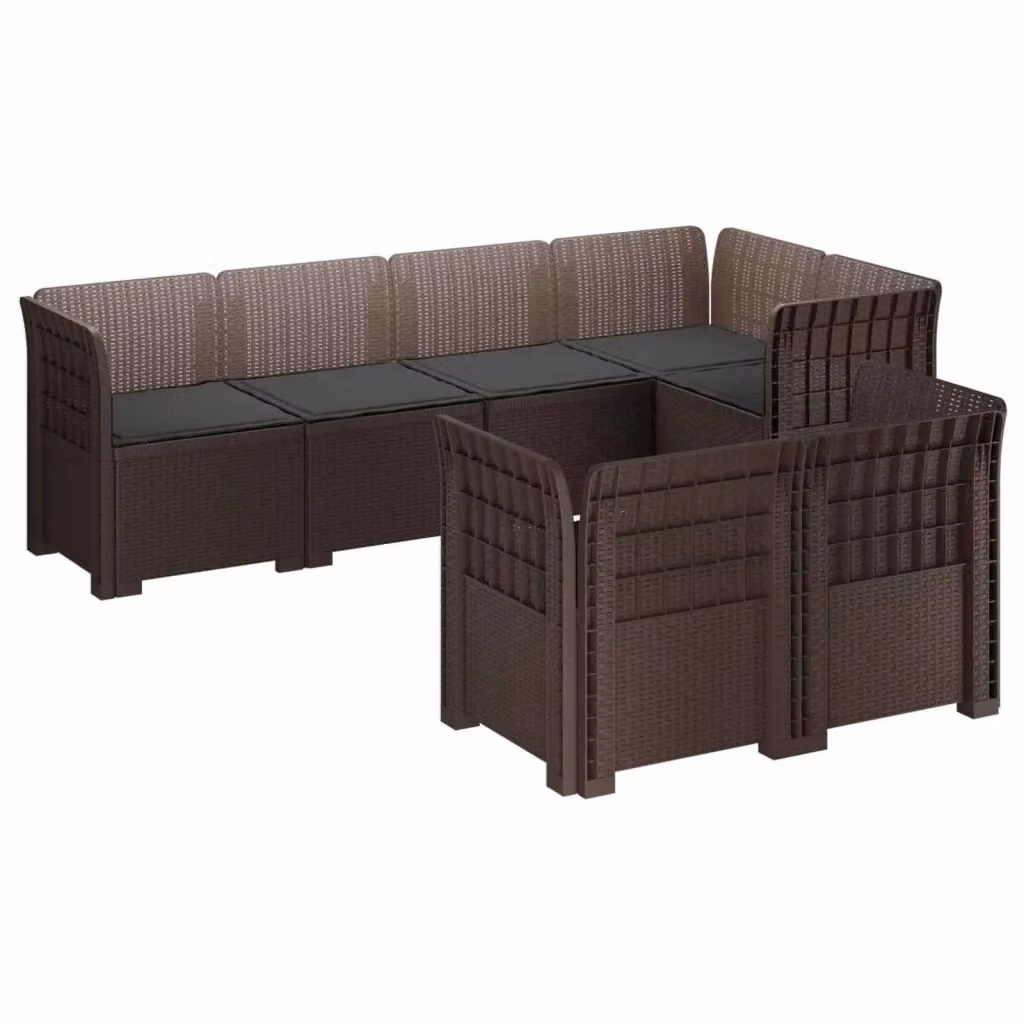 Set da giardino da 7 posti vidaXL in polyrattan con cuscini inclusi, colore antracite e marrone – 2