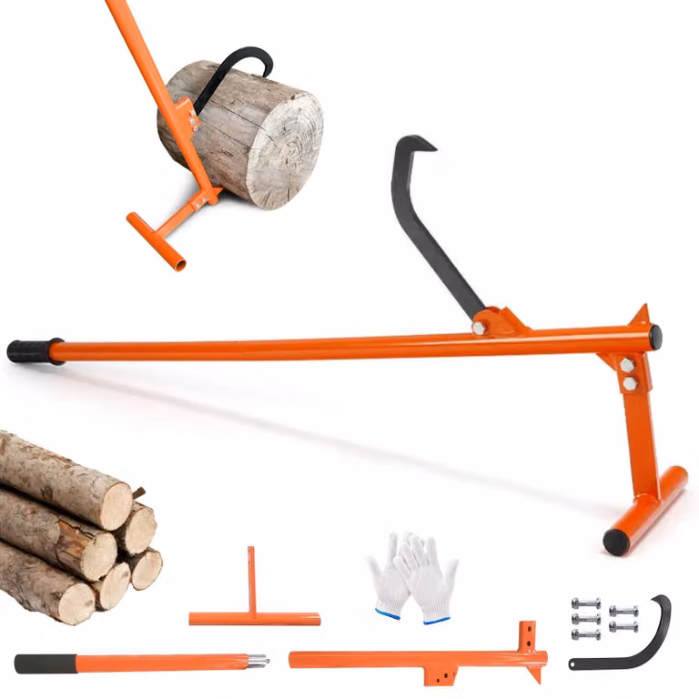 Gancio di sollevamento da 130 cm, in acciaio, con gancio reversibile, per lavori di abbattimento alberi