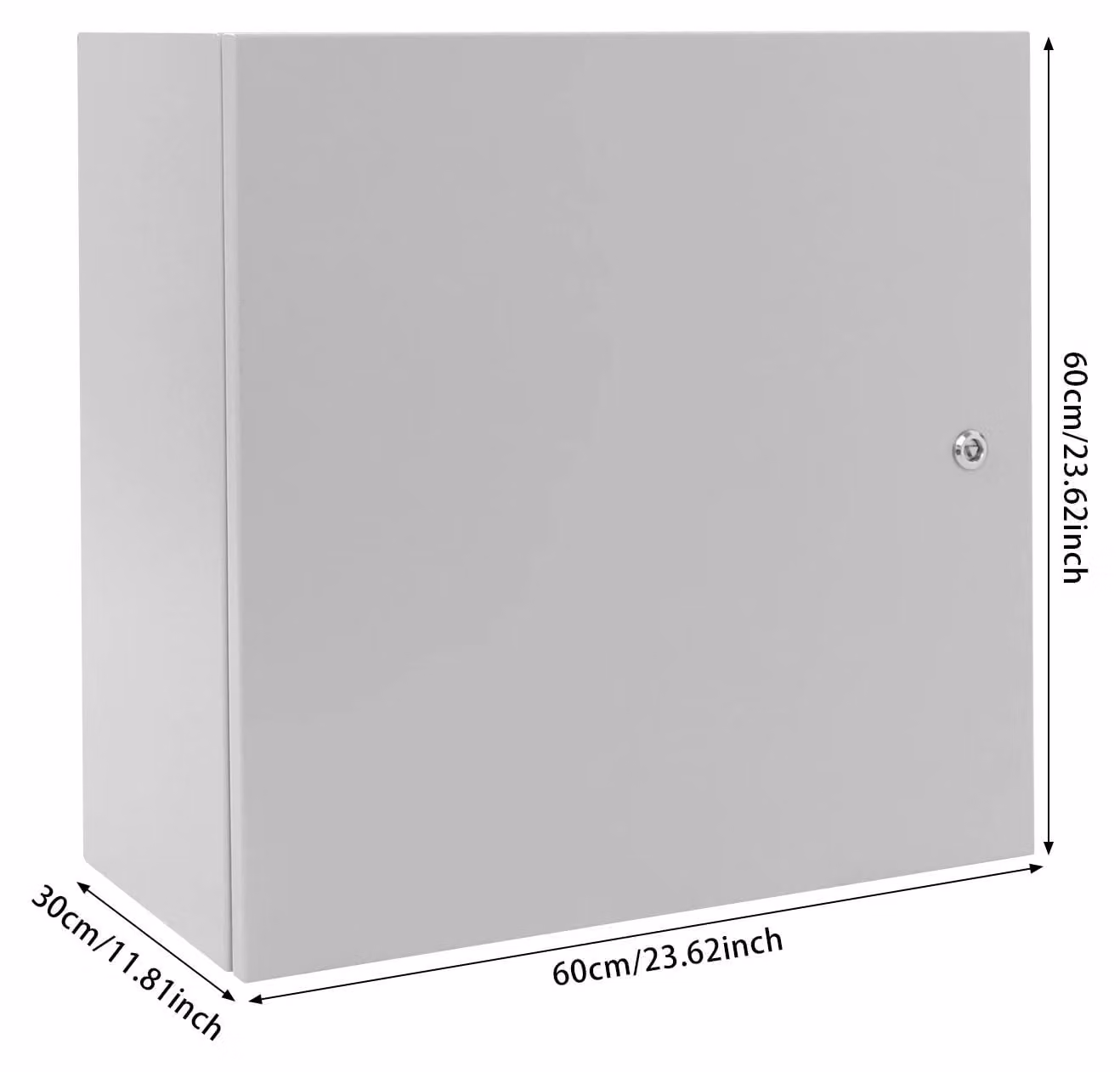 Quadro elettrico esterno - Distributore e scatola di derivazione da parete - Grado di protezione IP65, resistente all'acqua - Alloggiamento in metallo con serratura - 60x60x30 cm - Grigio