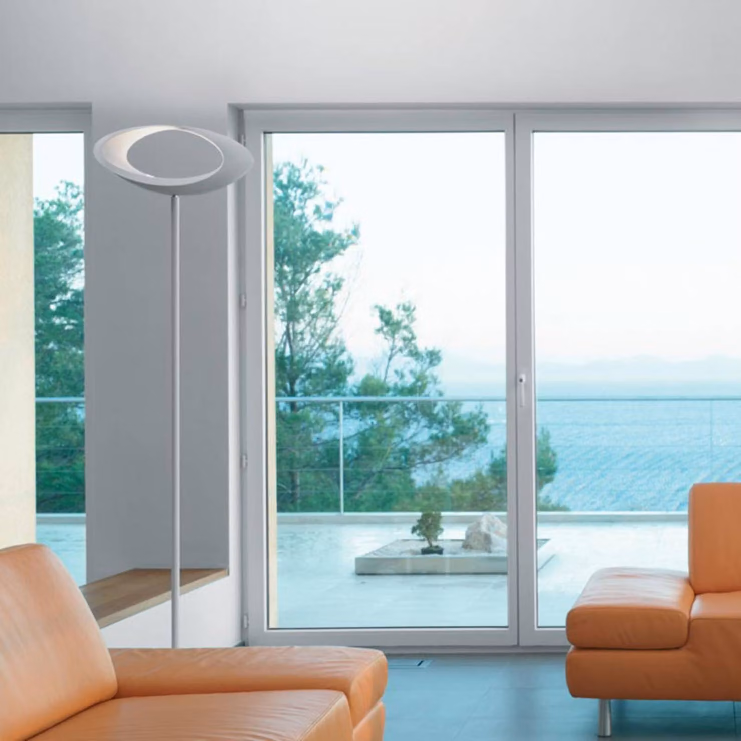 Artemide Lampada da terra di design Cabildo, dimmerabile, Bianco / Opale, Soggiorno / Sala da pranzo, Metallo, Design, Lampada da terra