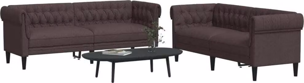 Maison Exclusive - Set divano a 2 posti in tessuto marrone scuro