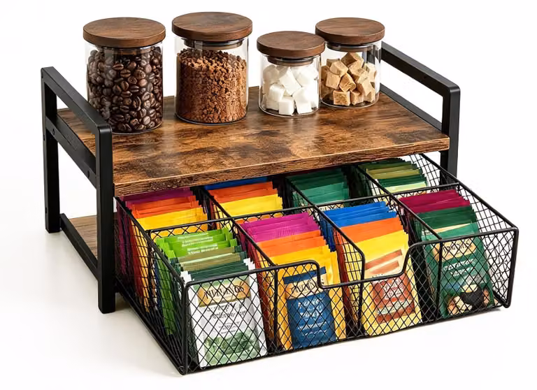 Omgoods - Organizzatore per bustine di tè con cassetto e 8 scomparti per la cucina