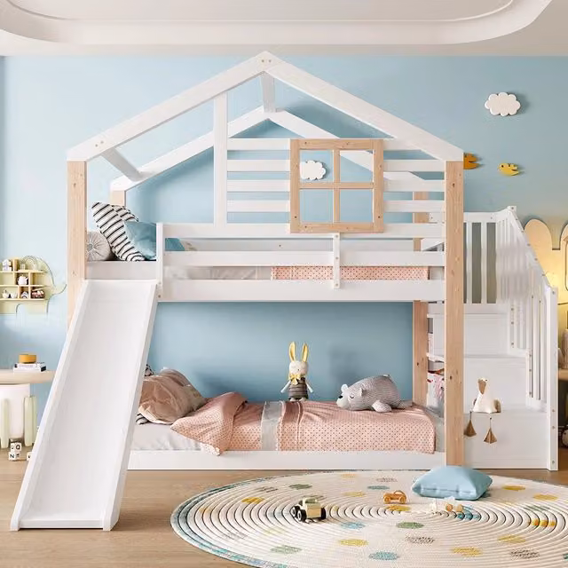 Letto castello bambini?- Xylo - scivolo scala legno massello