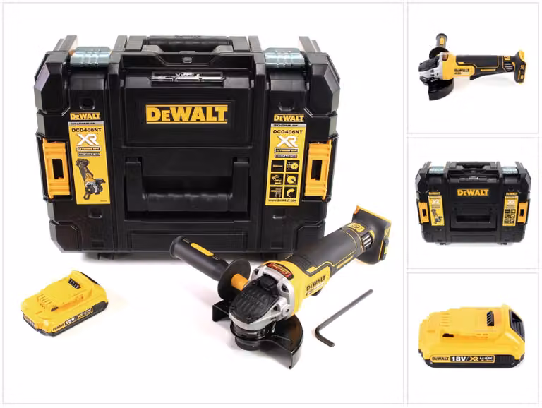 Smerigliatrice angolare a batteria DeWalt DCG 406 NT 18V 125mm senza spazzole + 1x batteria ricaricabile 2.0Ah + TSTAK - senza caricatore