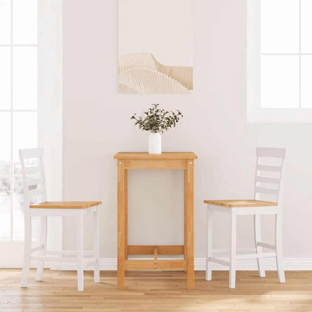 Set di 2 sgabelli da bar vidaXL in legno di Hevea bianco per soggiorno e sala da pranzo