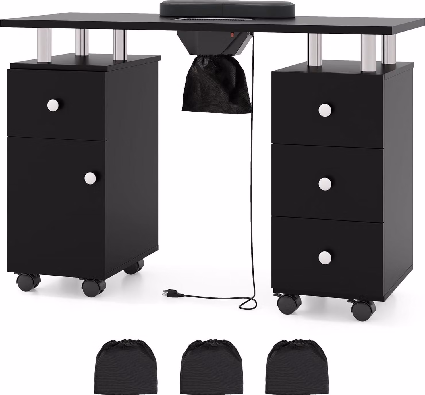 Tavolo per unghie con aspiratore elettrico per polvere e poggiapolsi