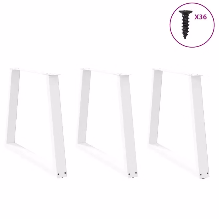 Set di 3 gambe per tavolo da pranzo a forma di X vidaXL in metallo bianco laccato, Altezza: 70-73,3 cm
