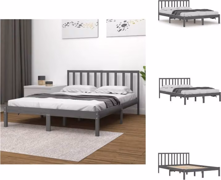 vidaXL Letto in legno massiccio pino grigio 200x200 cm - Letti e strutture letto