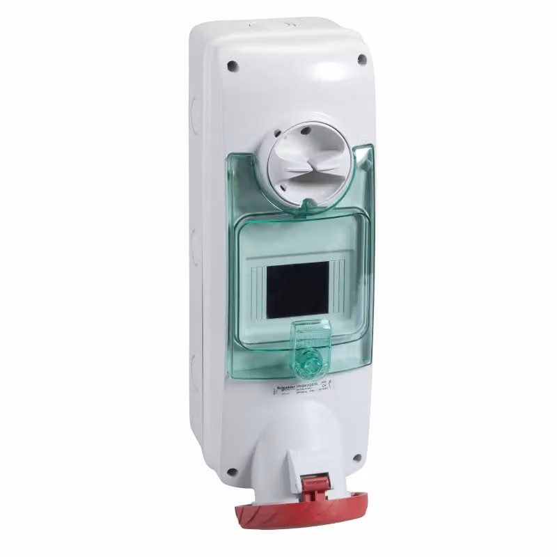 Presa a muro Schneider Electric con blocco di sicurezza, 63 A, 3p+N+E, 380-415 V CA, IP65 PKB63Q535