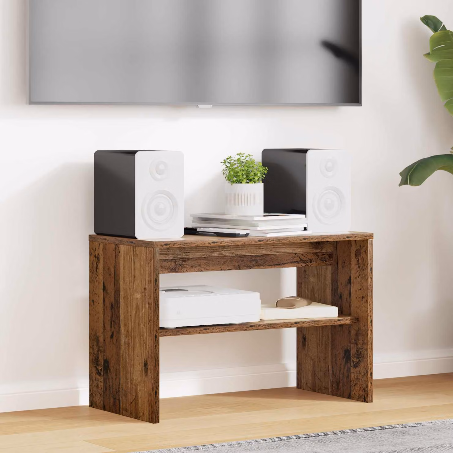 Mobile TV vidaXL in legno vecchio marrone con scomparti multimediali L 60 cm, P 30 cm, H 40 cm