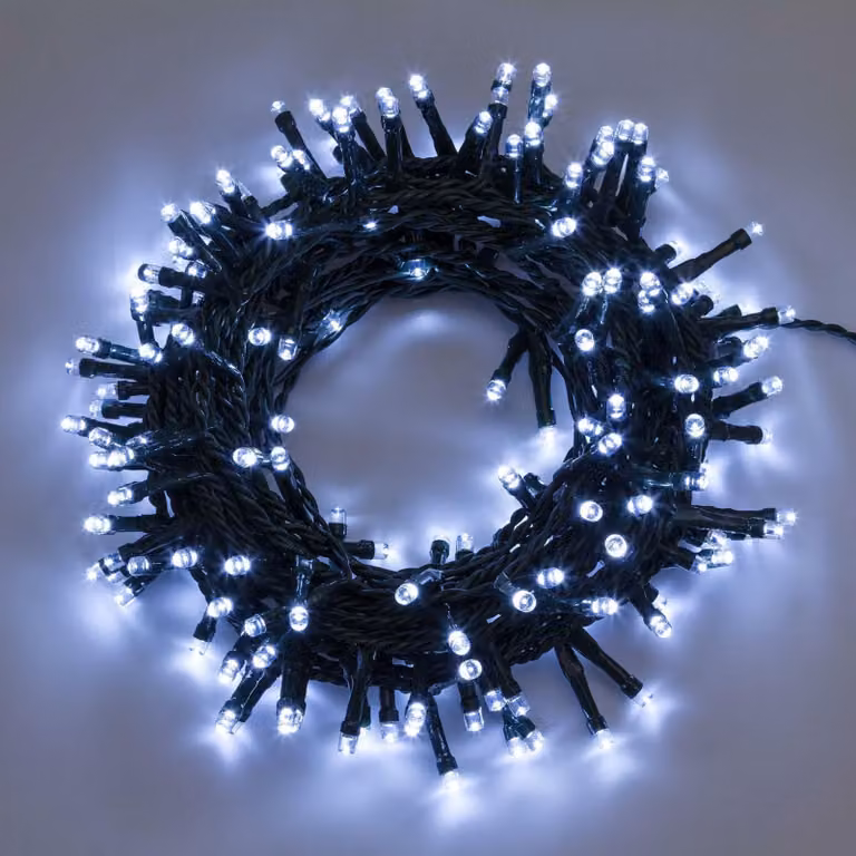 Xmas King: filone luminoso a LED da 20 m con 500 LED, 31 V, per uso esterno, 8 programmi, bianco freddo