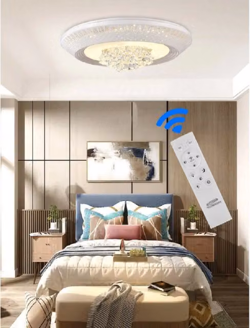 Trade Shop - Plafoniera 166 Watt Lampadario Soffitto Mille Una Notte 3 Toni Luce Telecomando - -medio -