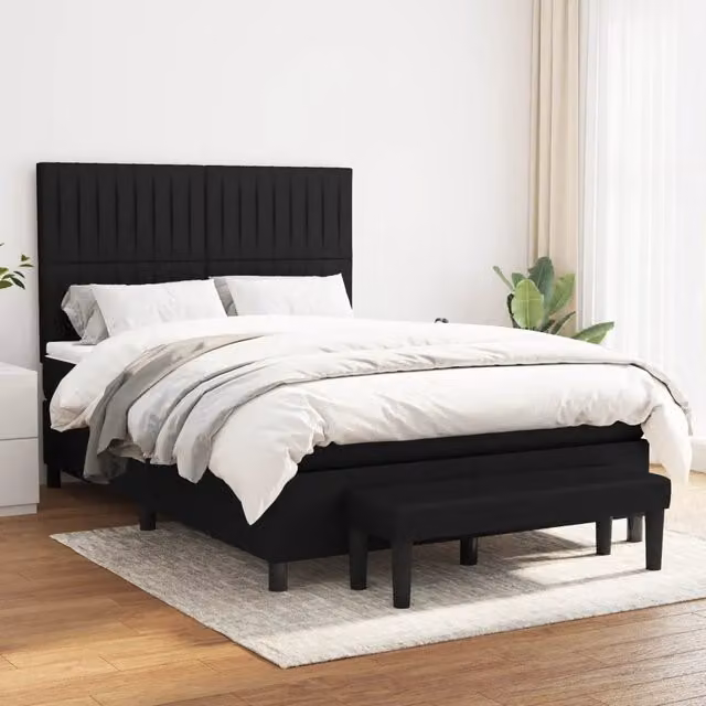 Letto Ibrido con Giroletto a Molle e Materasso vidaXL, Colore Nero e Bianco, L/P/H: 140 x 200 x 128 cm