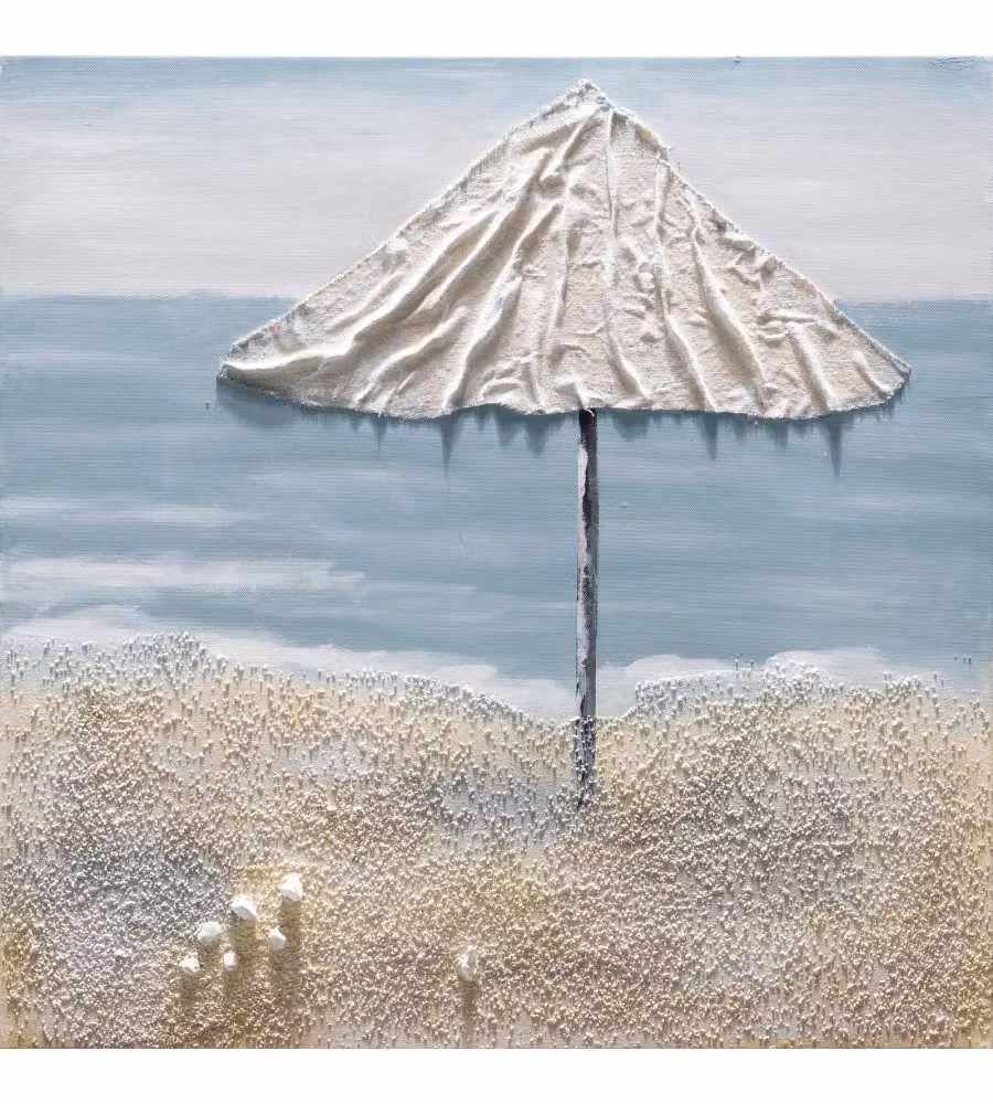 Quadro Dipinto su Tela 'Ombrellone' 60x60 cm - Stampa Artistica Certificata FSC