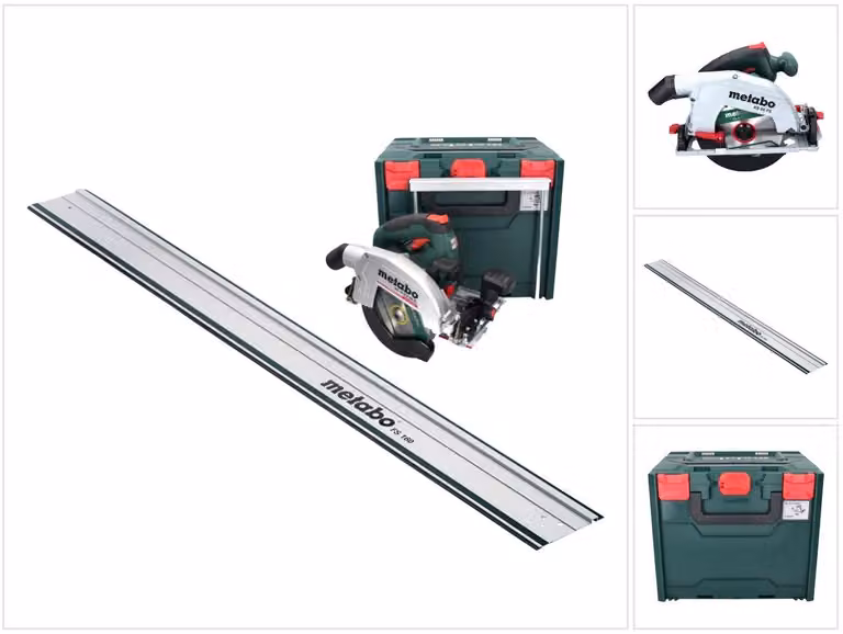 Sega circolare portatile a batteria Metabo KS 18 LTX 66 BL 18 V 165 mm + guida di taglio + metaBOX - senza batteria, senza caricabatterie