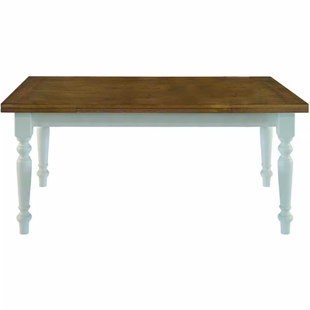 Tavolo da pranzo allungabile in stile country chic Mobili 2G con piano in rovere e finitura bianca e marrone L: 140 cm, P: 85 cm, H: 78 cm – 1