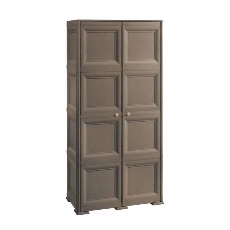 Armadio Tontarelli a 2 Ante con Ripiani Interni, Colore Marrone Opaco, L: 79 cm, P: 43 cm, H: 164 cm – 2