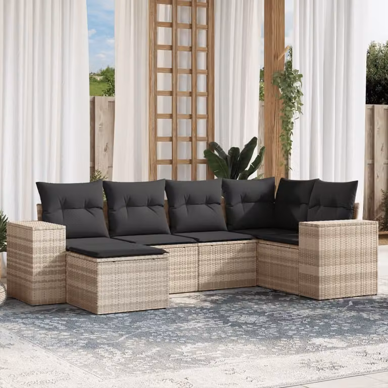 Maison Exclusive - Set Divano da Giardino 6pz con Cuscini Grigio Chiaro Polyrattan
