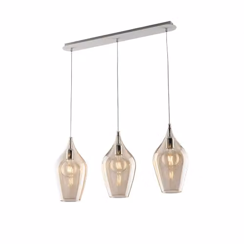 Lampadario Binario Contemporaneo Ares Metallo Ambra 3 Luci E27