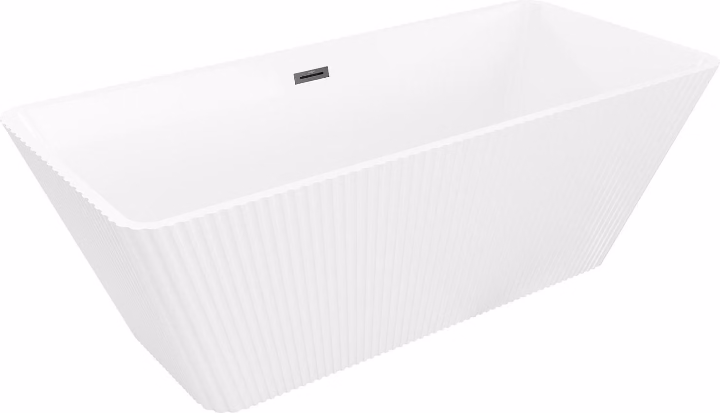 Mexen Tava vasca da bagno freestanding rigata 170 x 75 cm, bianca, troppo pieno nero - 52851707500-70