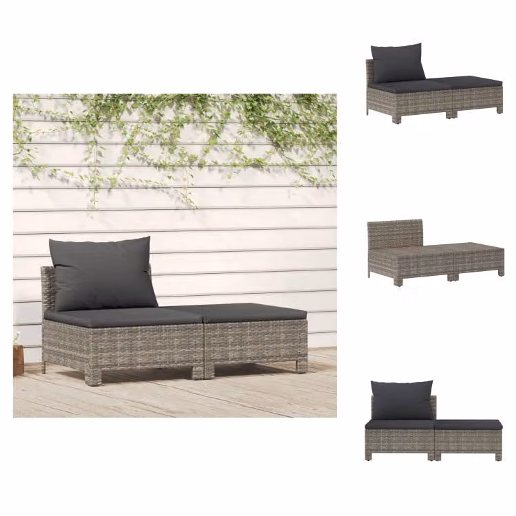 vidaXL set da salotto da giardino 2 pezzi con cuscini in poly rattan grigio - Set di mobili da giardino