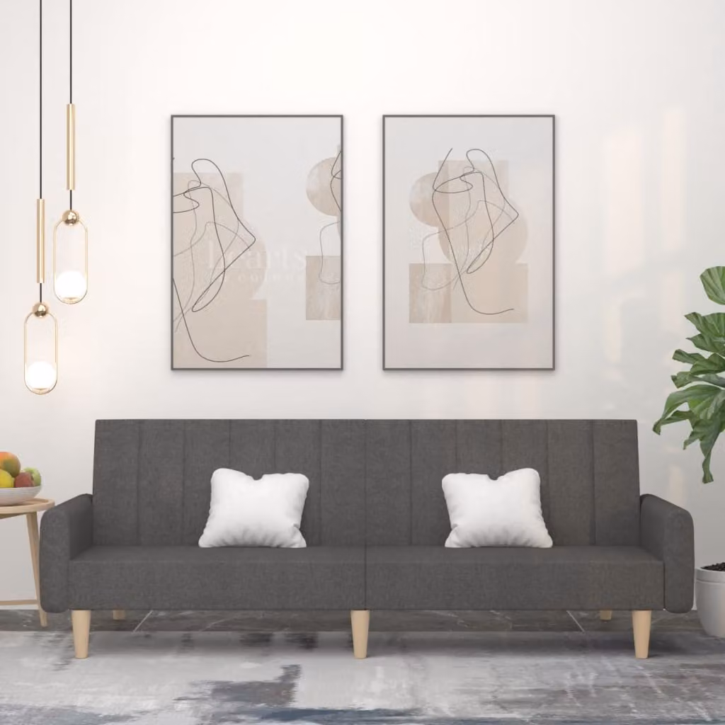 vidaXL Divano Letto Click-Clack Moderno in Tessuto Grigio con Struttura in Legno Solido e Poggiatesta Regolabile
