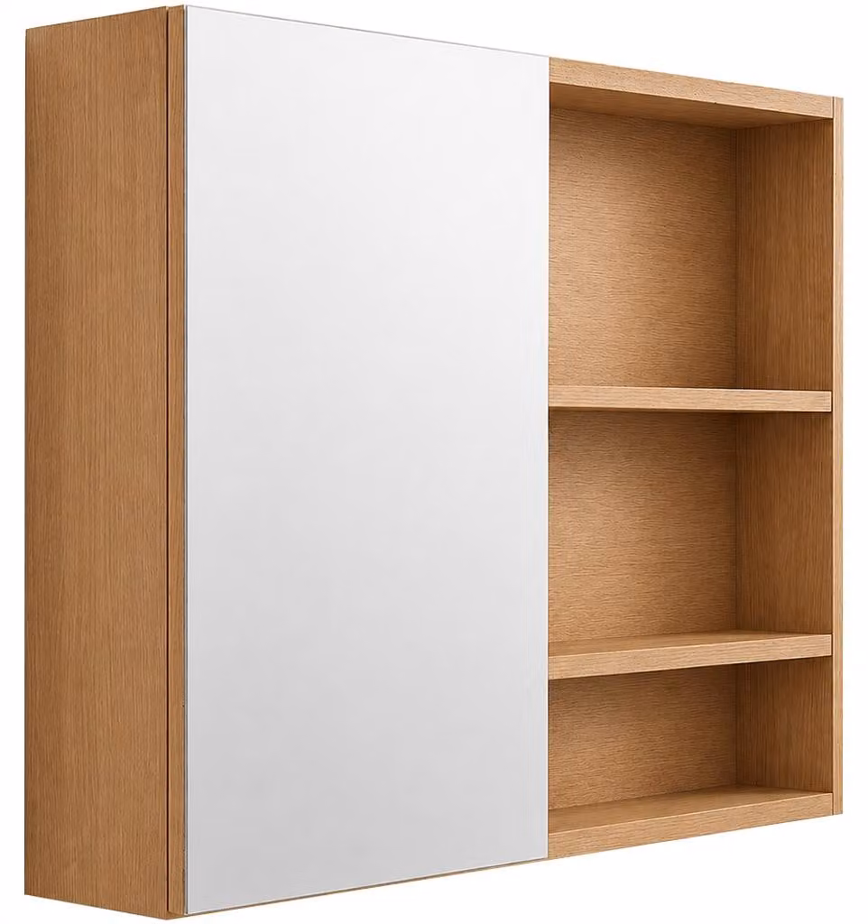 CERANO - Mobile a specchio da bagno Orea - rovere miele - 80x65x15 cm