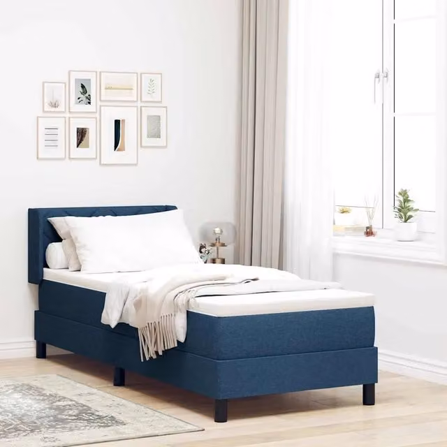 Letto a molle con testiera vidaXL in tessuto blu L: 200 cm, P: 80 cm, H: 80 cm