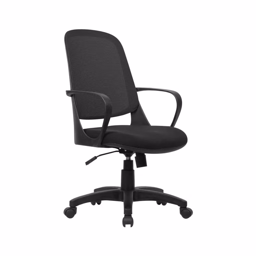Sedia da ufficio DMORA Arcola, Poltrona operativa ergonomica con braccioli e ruote, Nero, L: 61 cm, H: 99/108 cm – 2