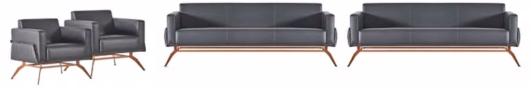 Arbeitszimmer-Set 4tlg 3-Sitzer Sessel Sofas Wohnzimmer Grau Einfarbig