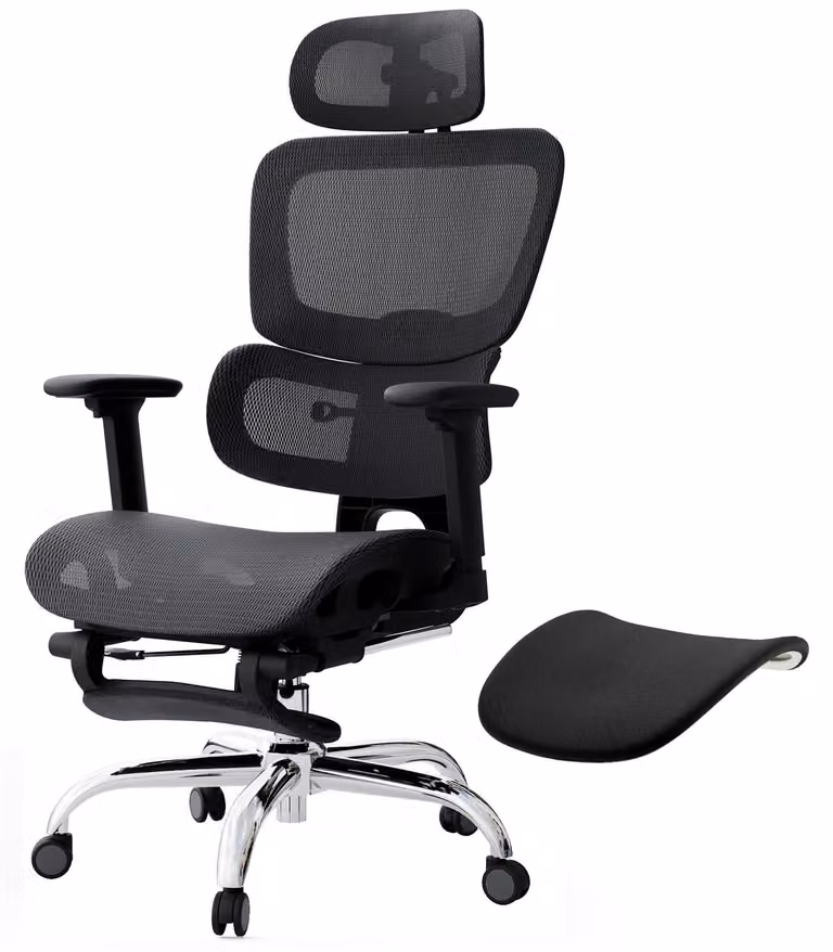 Sedia da ufficio ergonomica con poggiapiedi e schienale regolabile