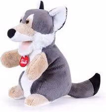 Peluche Marionetta Lupo (16x16x25cm) PUPPETS Grigio e Bianco 29230