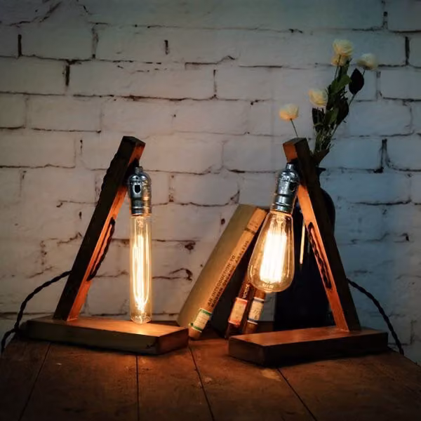 Loft Retro Wood E27 Edison Lampada da tavolo Cafe Home Bar Decorazione