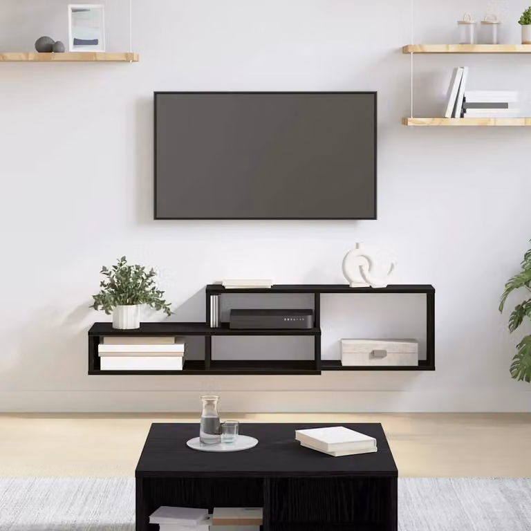 Supporto per TV da parete vidaXL in legno ingegnerizzato nero L 120 cm x P 25 cm x H 28,5 cm
