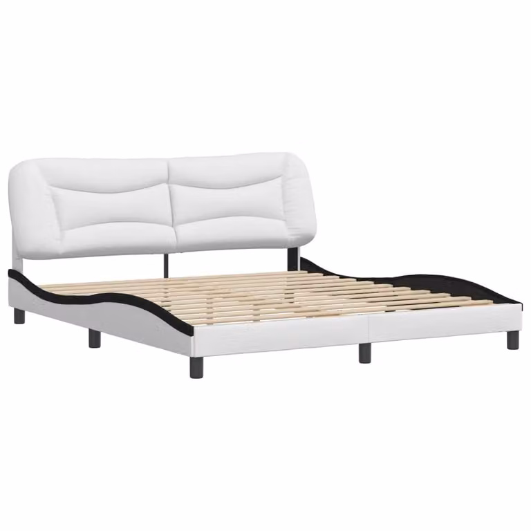 Giroletto senza Materasso Hvar Bianco e Nero 180x200 cm in Pelle finta