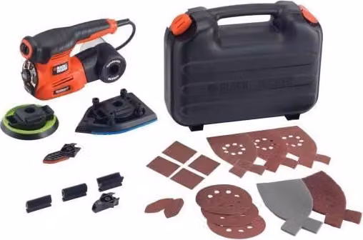 Levigatrice multifunzione BLACK+DECKER KA280K-QS, 220 W, Autoselect 4 in 1, 3 accessori, 17 fogli abrasivi, valigetta