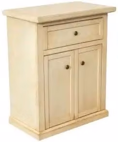 Mobiletto da ingresso KIVIO in legno di pino stile shabby chic colore bianco lacca – 1