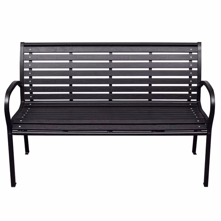 vidaXL Panchina da giardino nera 116 cm in acciaio e WPC