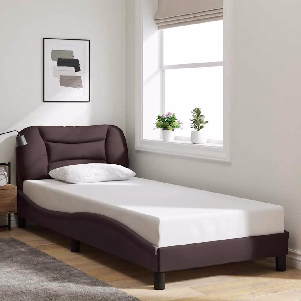 Giroletto senza materasso Hvar vidaXL in tessuto marrone scuro, L/P/H: 90 x 190 cm – 1