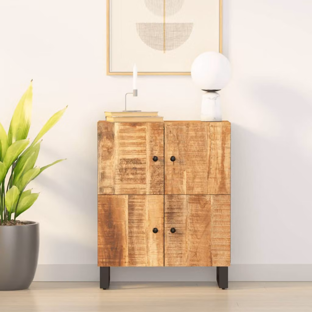 Credenza vidaXL con 4 Ante in Legno di Mango Marrone L: 60 cm, P: 33 cm, H: 75 cm