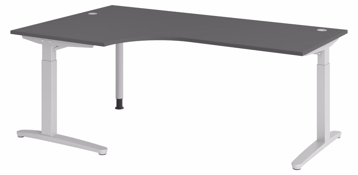 bümö Scrivania Serie-XB - Struttura: argento, decorazione: grafite, dimensioni: scrivania angolare 200 x 120 cm