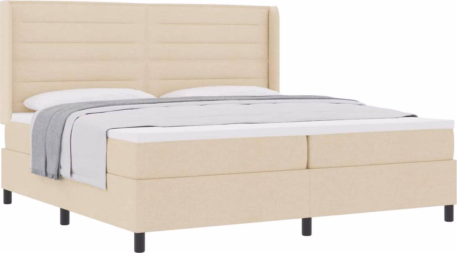 Letto a molle con materasso Crema 200 x 200 cm Tessuto