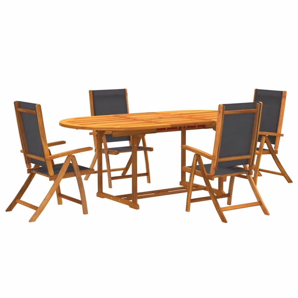 Maison Exclusive - Set da pranzo da giardino a 5 pezzi in legno massello di acacia e Textilene
