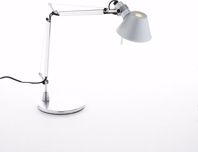 Artemide Tolomeo Micro Lampada da tavolo LED regolabile in alluminio bianco e argento con luce bianca calda